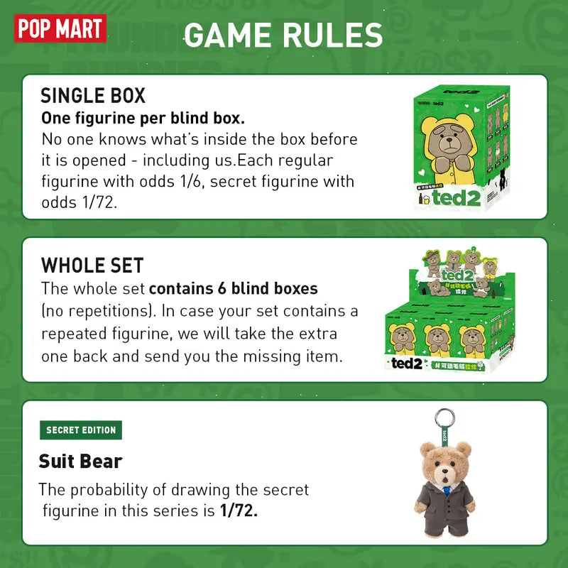 Ted2 Teddy Bear Action Plush Pendant（1 box）