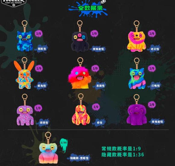 Fuggler Funny Ugly Monster Keypers V6 Series Plush Key Chain Dolls（1 box）