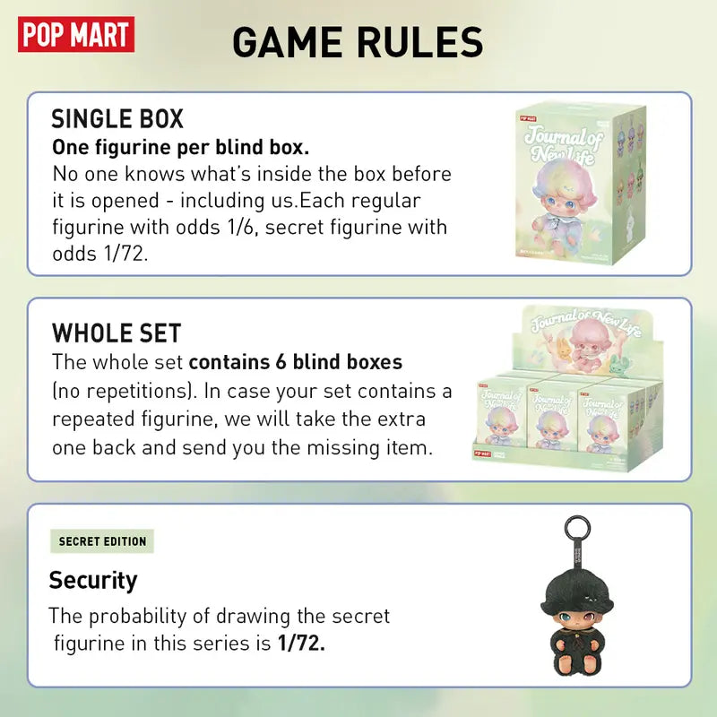 DIMOO Journal of New Life Series-Vinyl Plush Pendant Blind Box（1 box）